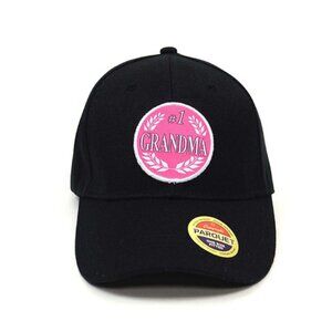 #1 Grandma Black Embroidered Baseball Hat Cap w/ Adjustable Closure